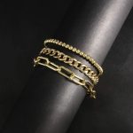 CONRAN KREMIX Gold Chain Bracelet Sets for Women Girls 14K Gold Plated Dainty Link Paperclip Bracelets Stake Adjustable Layered Metal Link Bracelet Set Fashion Jewelry - Image 3